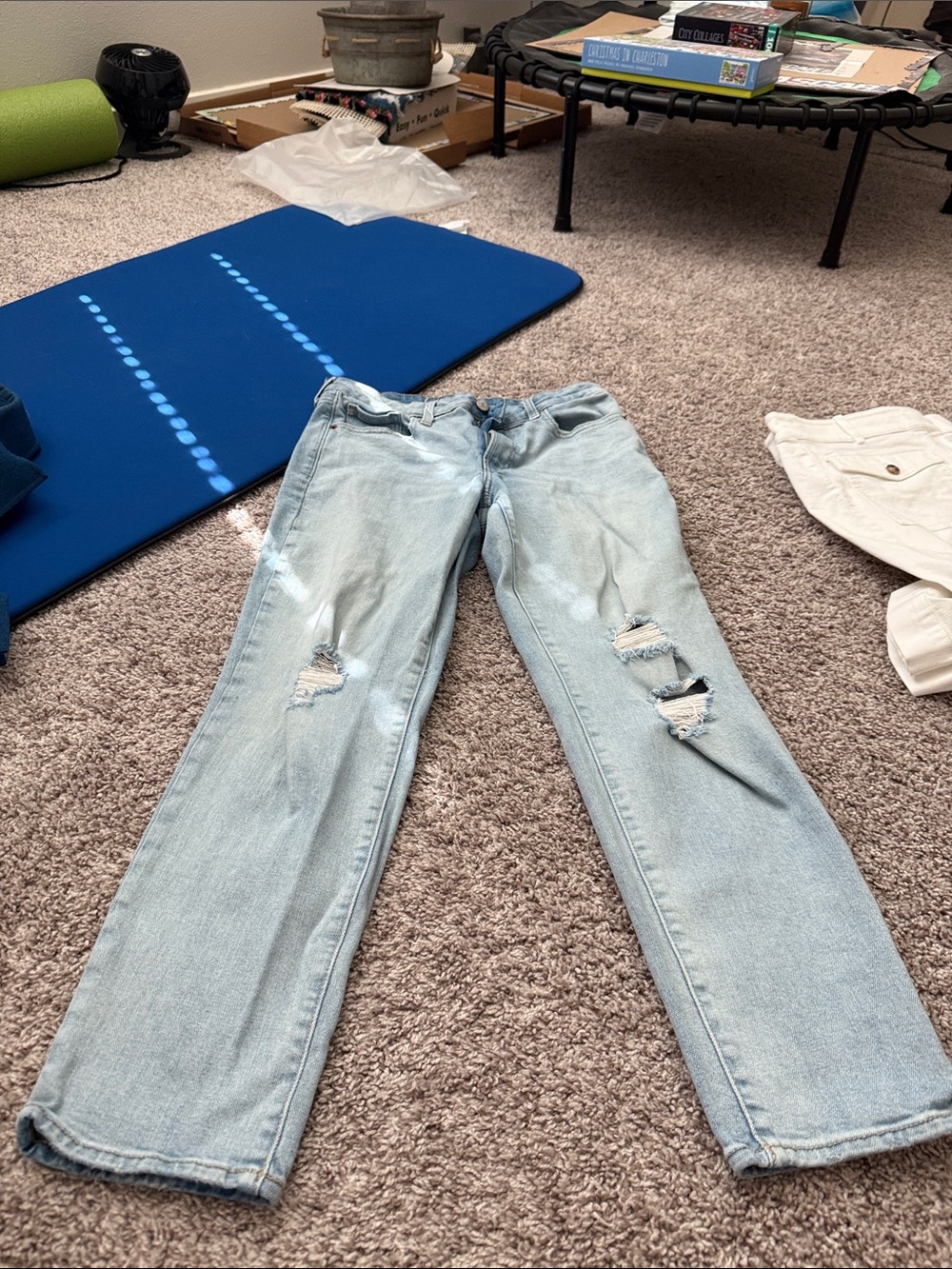 Old Navy Light Blue Straight Leg Distressed Jeans